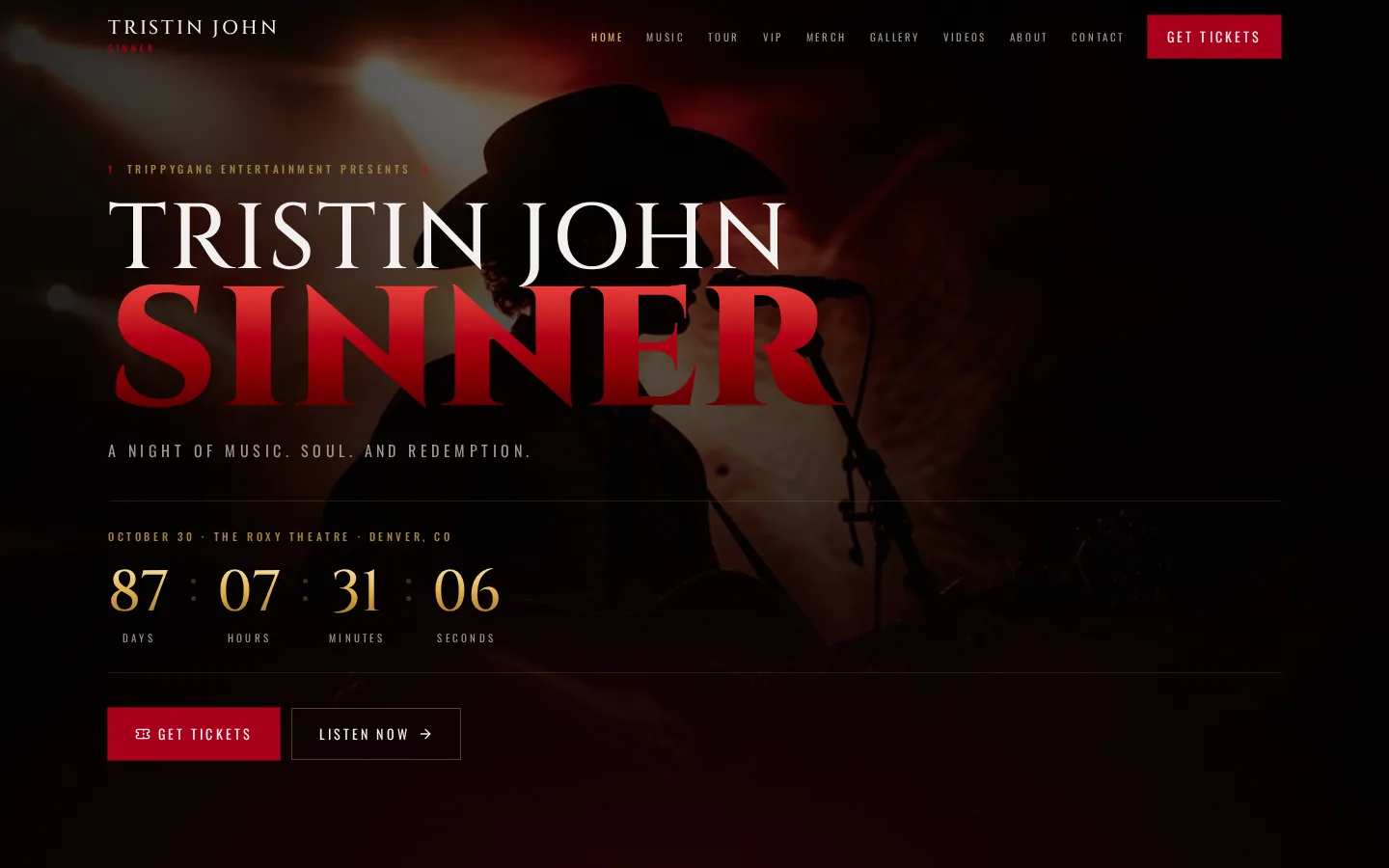Homepage of the Tristin John website — Music / Entertainment built by Boost Halo